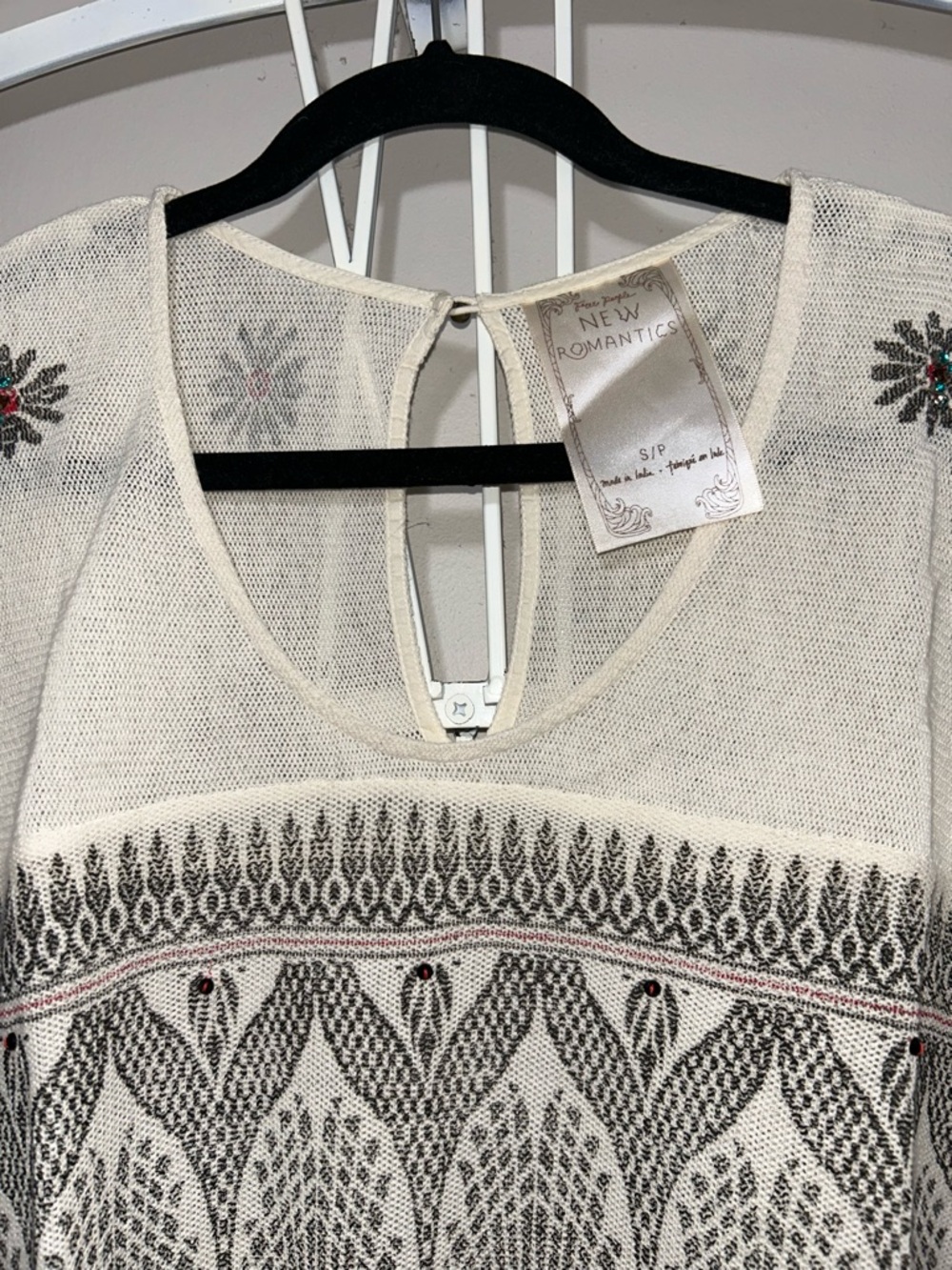Free People New Romantics Byzantine Dreams Embroidered Boho Top w/ Gemstones - Picture 6 of 13